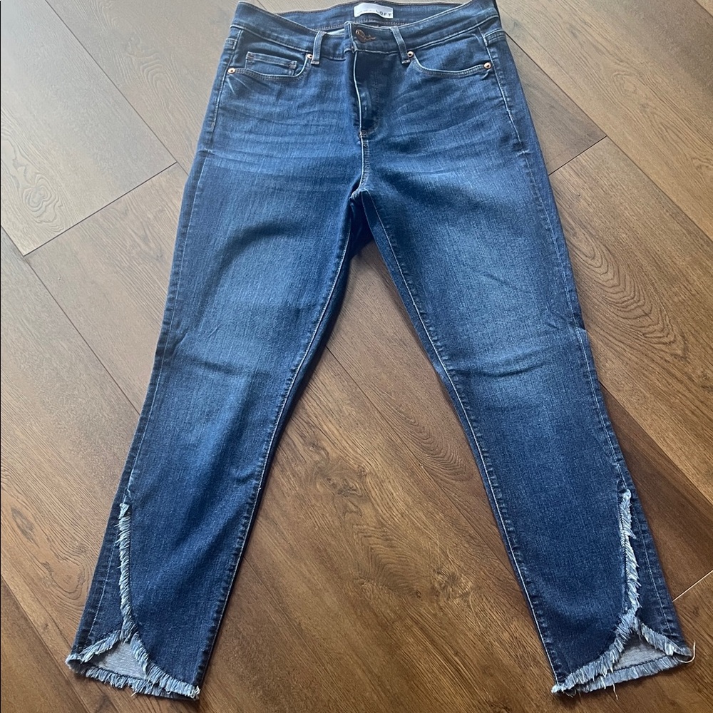 LOFT Indigo Cropped Jeans with Frayed Hem